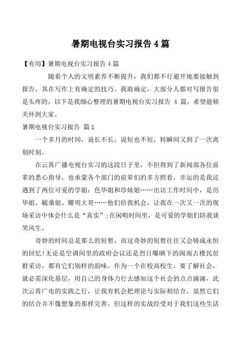 暑期电视台实习报告4篇