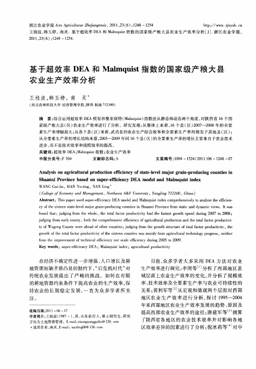 基于超效率DEA和Malmquist指数的国家级产粮大县农业生产效率分析