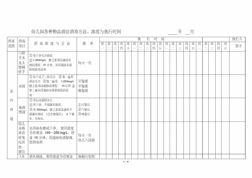 幼儿园各种物品清洁消毒方法