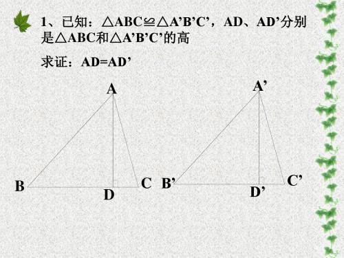 《全等三角形的判定》PPT习题课件(多种类型的解法)