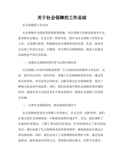 关于社会保障的工作总结