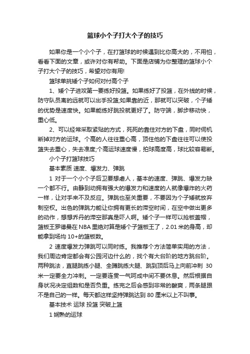 篮球小个子打大个子的技巧