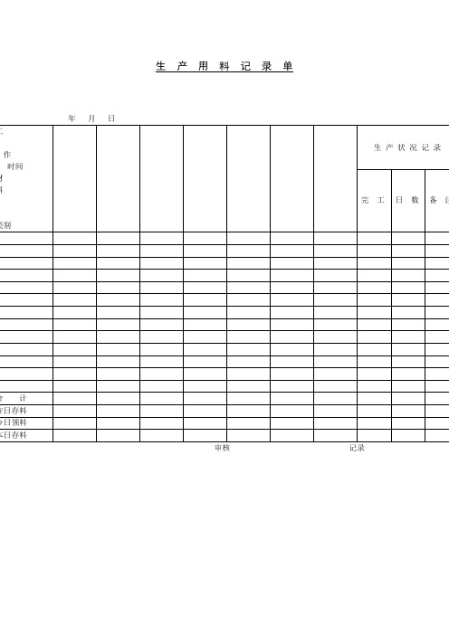 生产用料记录单word模板