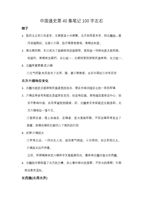 中国通史第40集笔记100字左右