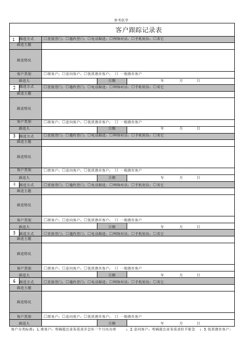 客户跟踪记录表范本