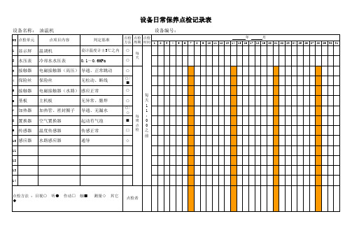 油温机日常保养点检记录表