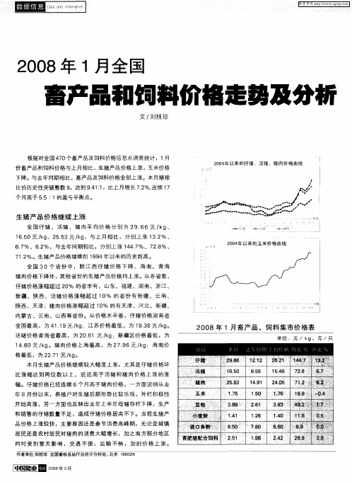 2008年1月全国畜产品和饲料价格走势及分析