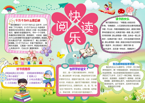 卡通清新快乐阅读小报手抄报word模版
