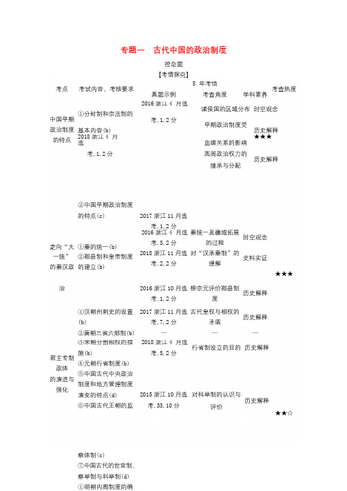 浙江专版5年高考3年模拟2020版高考历史一轮总复习专题一古代中国的政治制度教师用书含解析20190