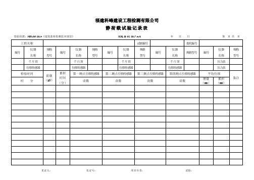 2、静载记录(读表)