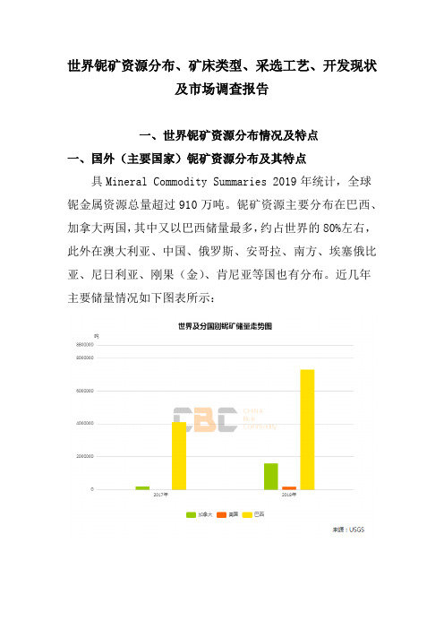 世界铌矿资源分布、矿床类型、采选工艺、开发现状及市场调查报告