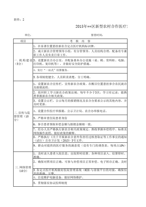 定点医疗机构考核评估细则