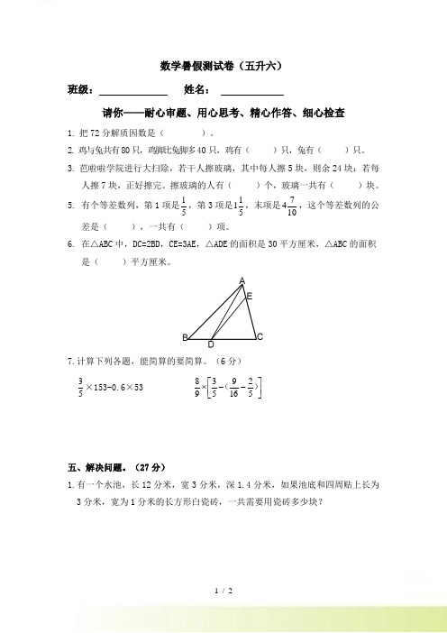 小学奥数(五升六)测试卷