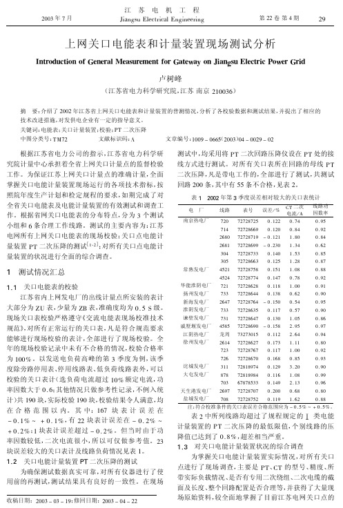 上网关口电能表和计量装置现场测试分析