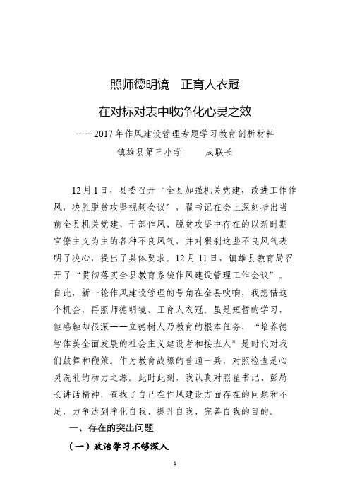 作风建设管理剖析材料