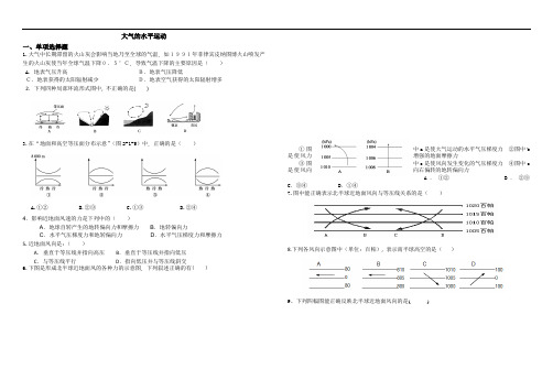 高一地理大气的水平运动习题(卧蚕眉)