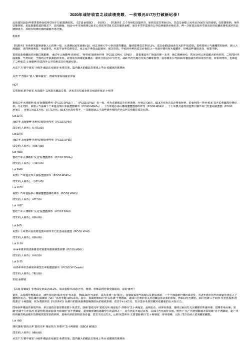 2020年诚轩收官之战成绩亮眼，一枚银元517万打破新纪录！