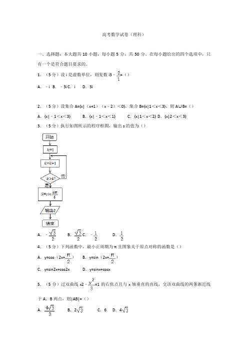 高考数学试卷理科022180