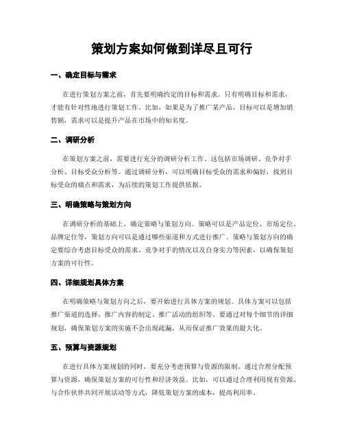 策划方案如何做到详尽且可行