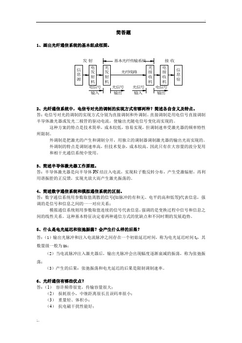 光纤通信期末考试简答