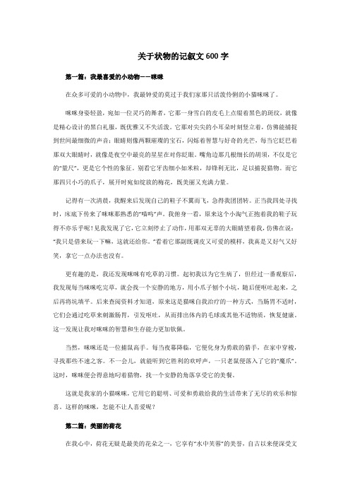 关于状物的记叙文600字