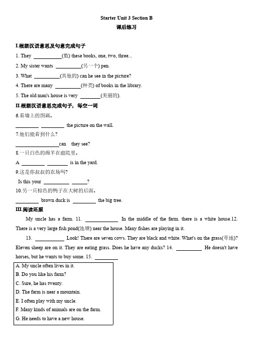 英语人教版(2024版)课时练习 含答案七年级初一上册 Unit 3 Section B 