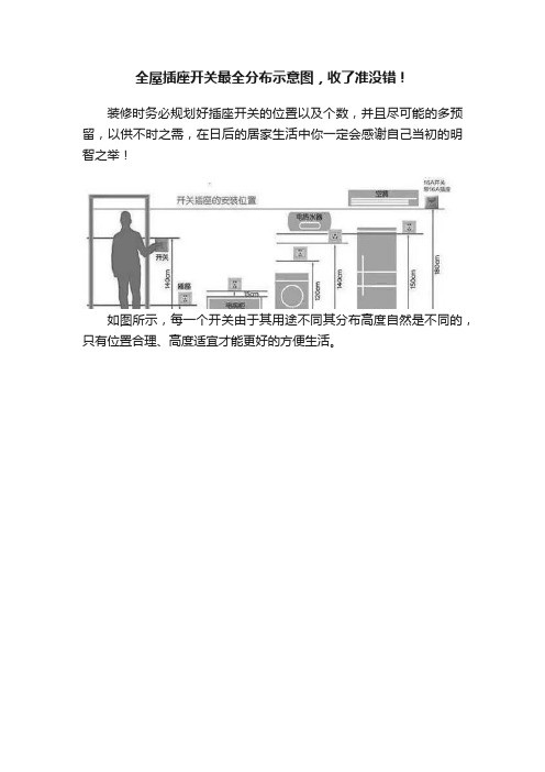 全屋插座开关最全分布示意图，收了准没错！