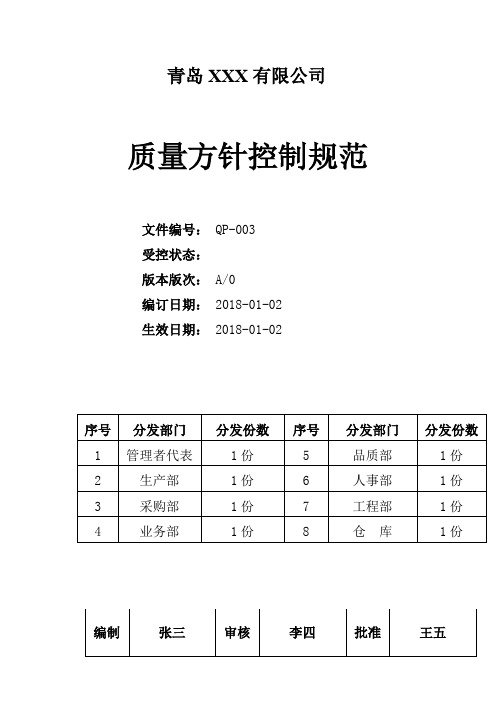 IATF16949验厂文件-5.2.1-2016质量方针控制规范