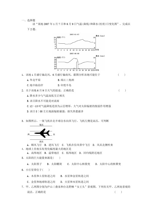 2013届高考地理备考专题人教版必修一复习练习64