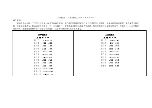 上课时间表(及节次)