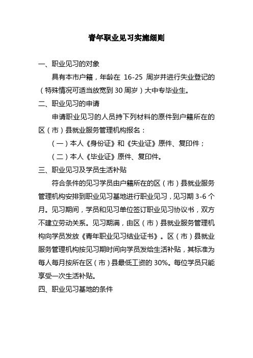 青年职业见习实施细则