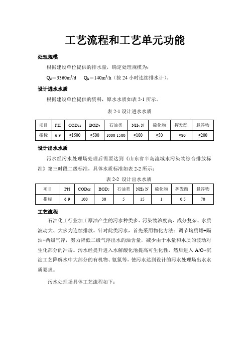 污水处理工艺流程和工艺单元功能