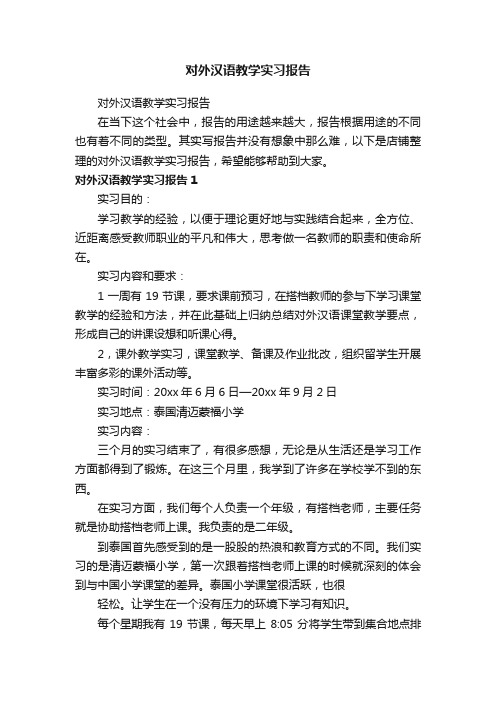 对外汉语教学实习报告