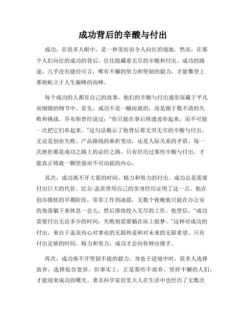 成功背后的辛酸与付出