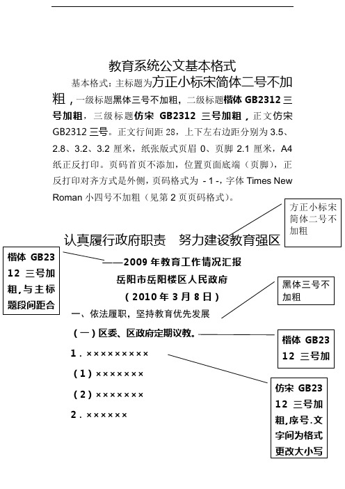 教育系统公文基本格式(最新)