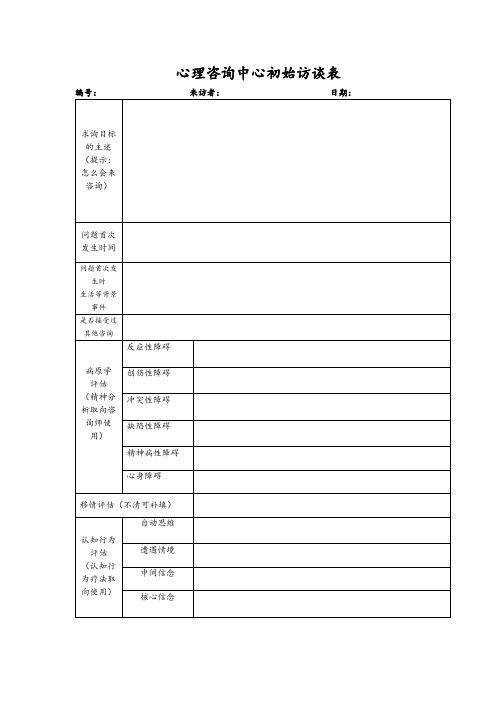 首次咨询记录表