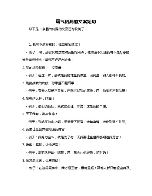 霸气侧漏的文案短句