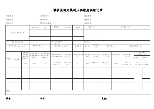 压实度灌砂法(自动计算表格)