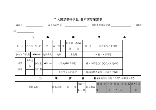 个人信息表格模板