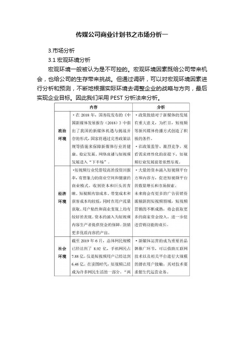 传媒公司商业计划书之市场分析一