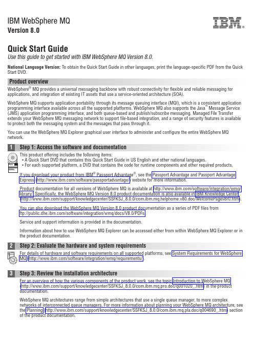 IBM WebSphere MQ 8.0 快速入门指南说明书