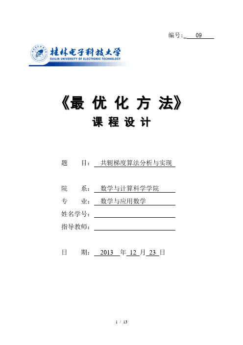 共轭梯度算法分析与实现