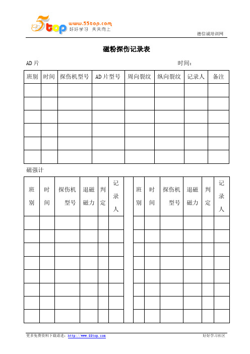 磁粉探伤记录表