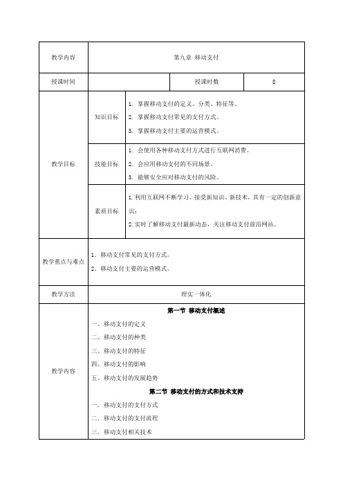 电子商务安全与支付教案-移动支付教案