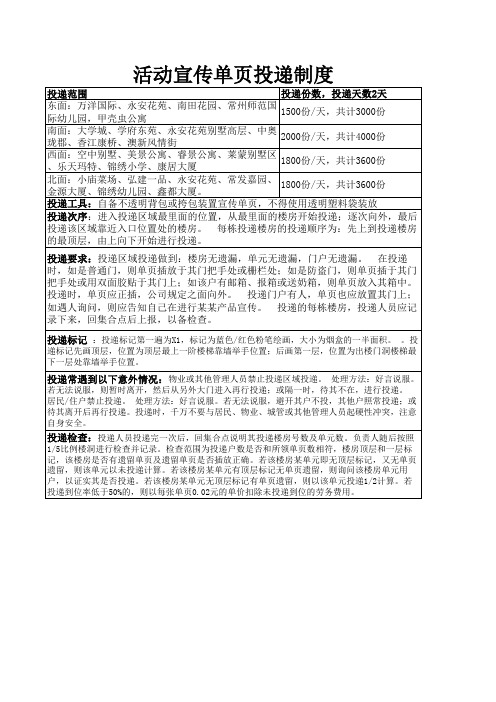 宣传单页投递制度