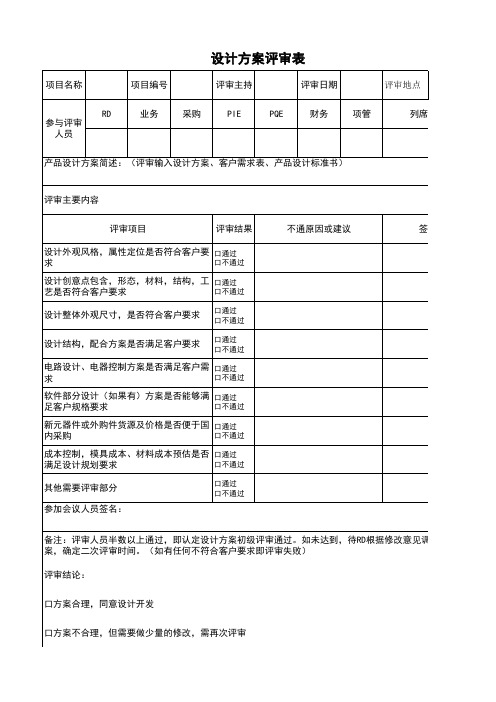 设计方案评审表