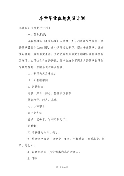 小学毕业班总复习计划