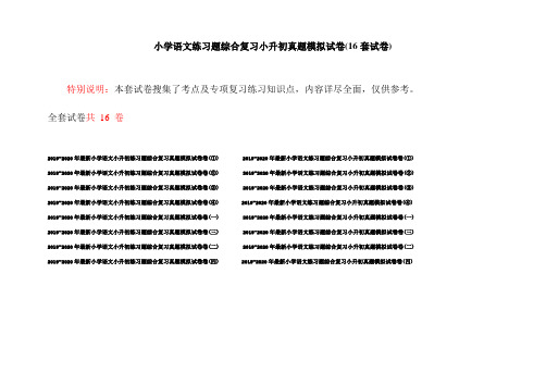 小学语文练习题综合复习小升初真题模拟试卷(16套试卷)