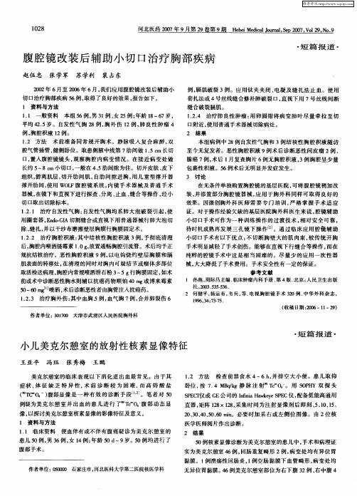 腹腔镜改装后辅助小切口治疗胸部疾病