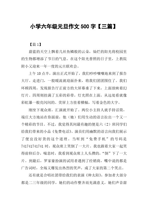 小学六年级元旦作文500字【三篇】